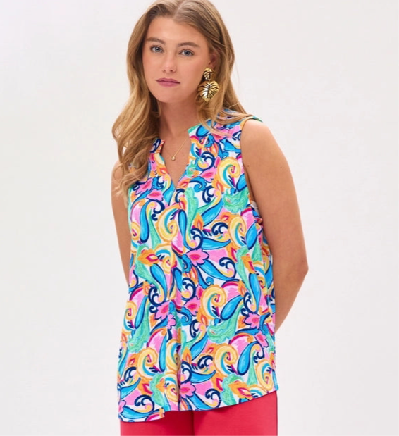 Colorful Abstract Paisley Sleeveless Top