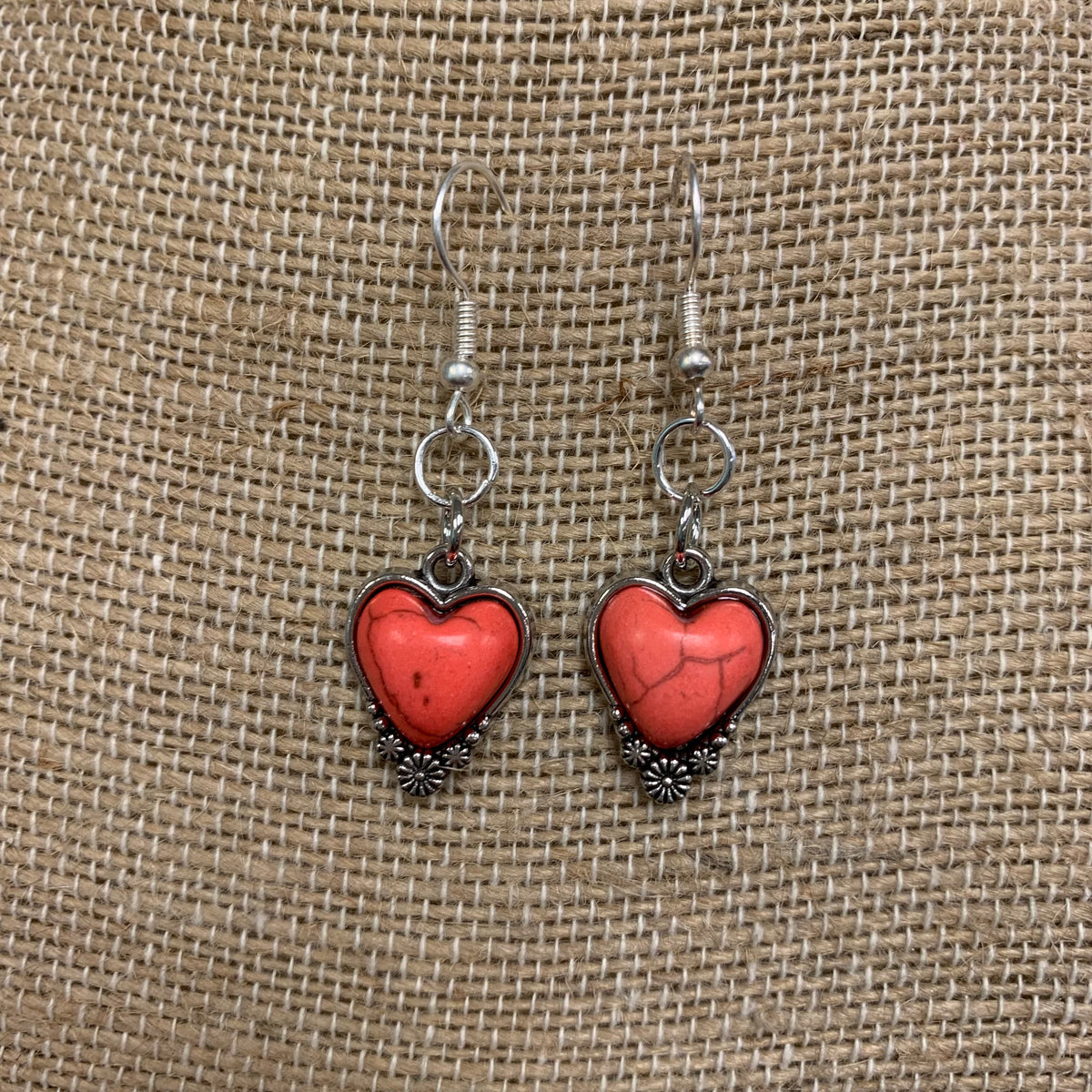 Faux Stone Heart Dangle Earrings