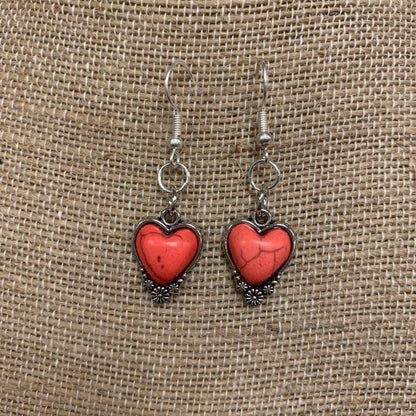 Faux Stone Heart Dangle Earrings