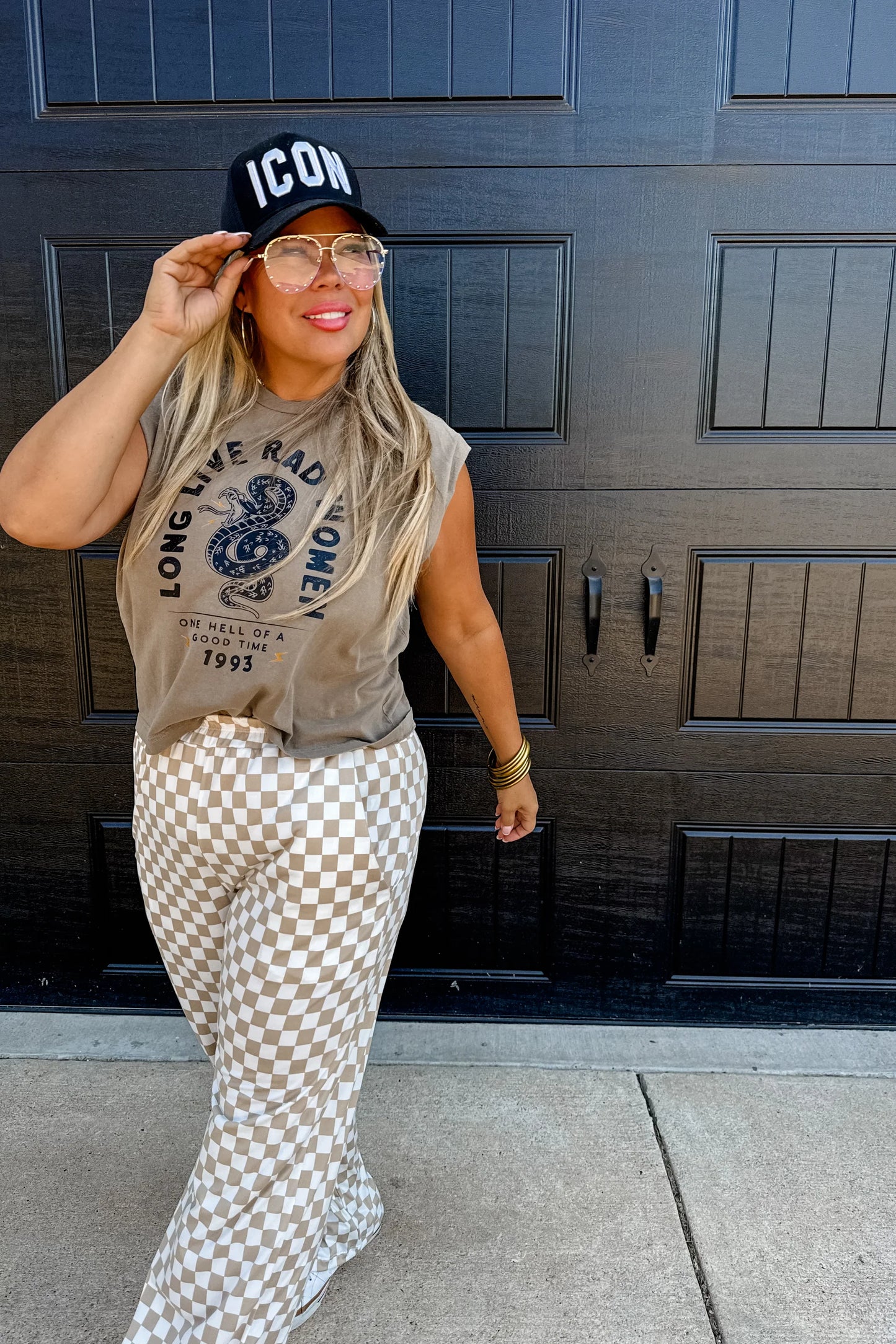 Bold Block Checkered Pants - Neutral