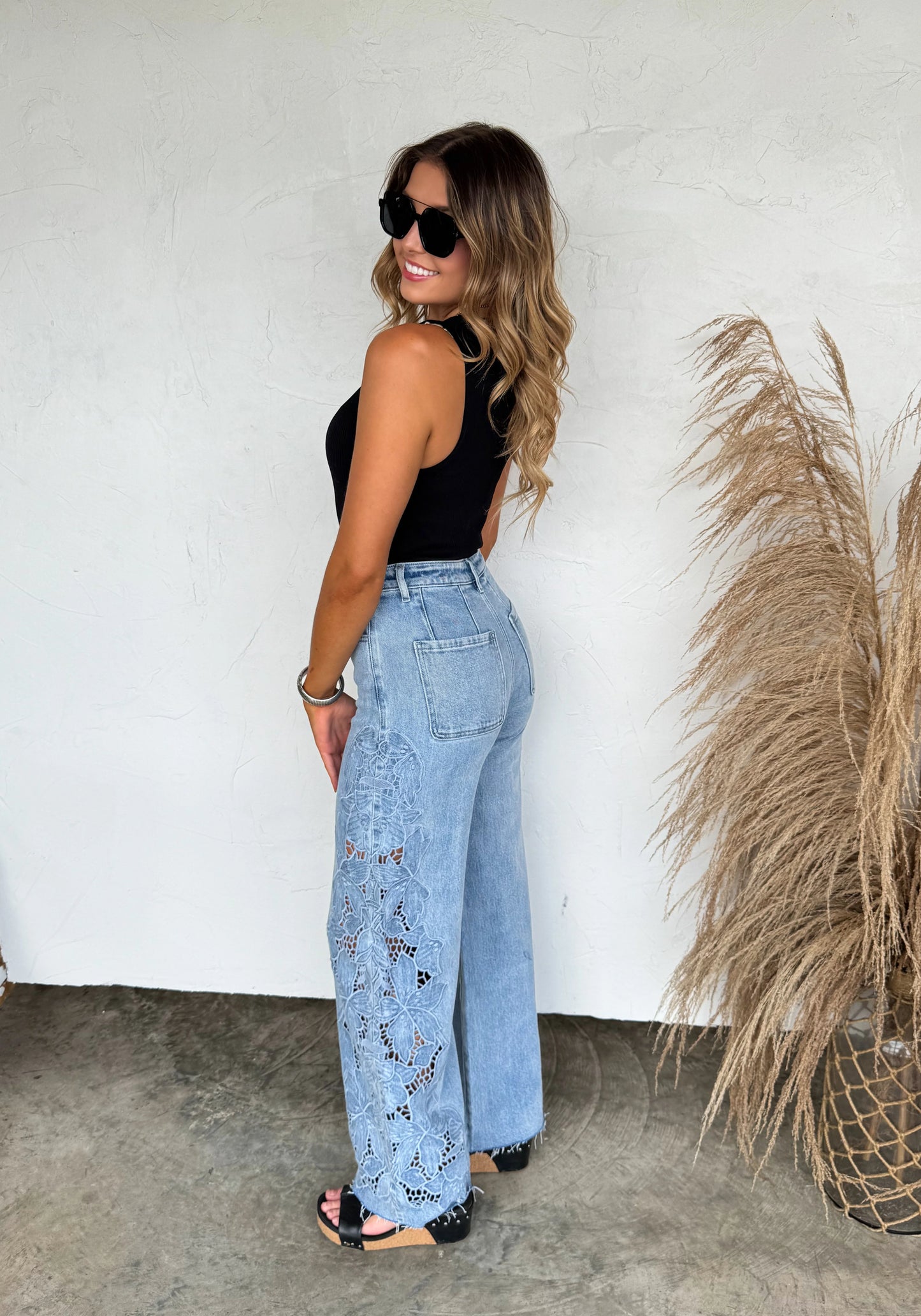 Floral Charm Wide Leg Jean