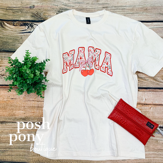Mama Floral with Heart Cherries tee