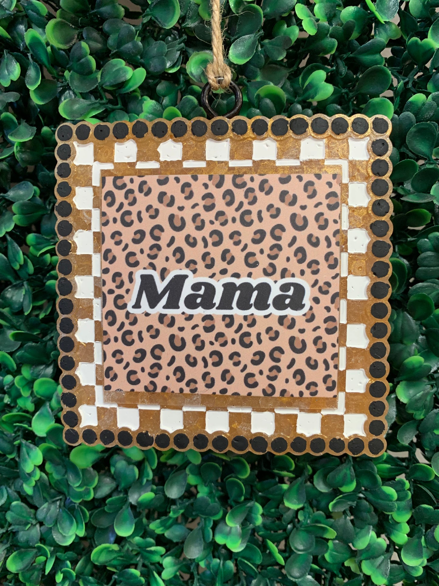 Square Checkered Mama Car Freshie