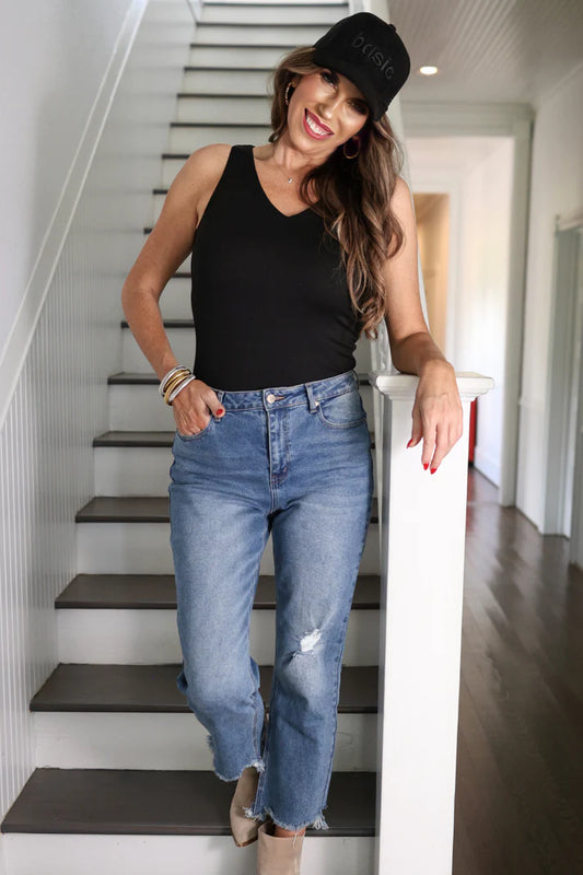 Haven V-Neck Bodysuit- Black