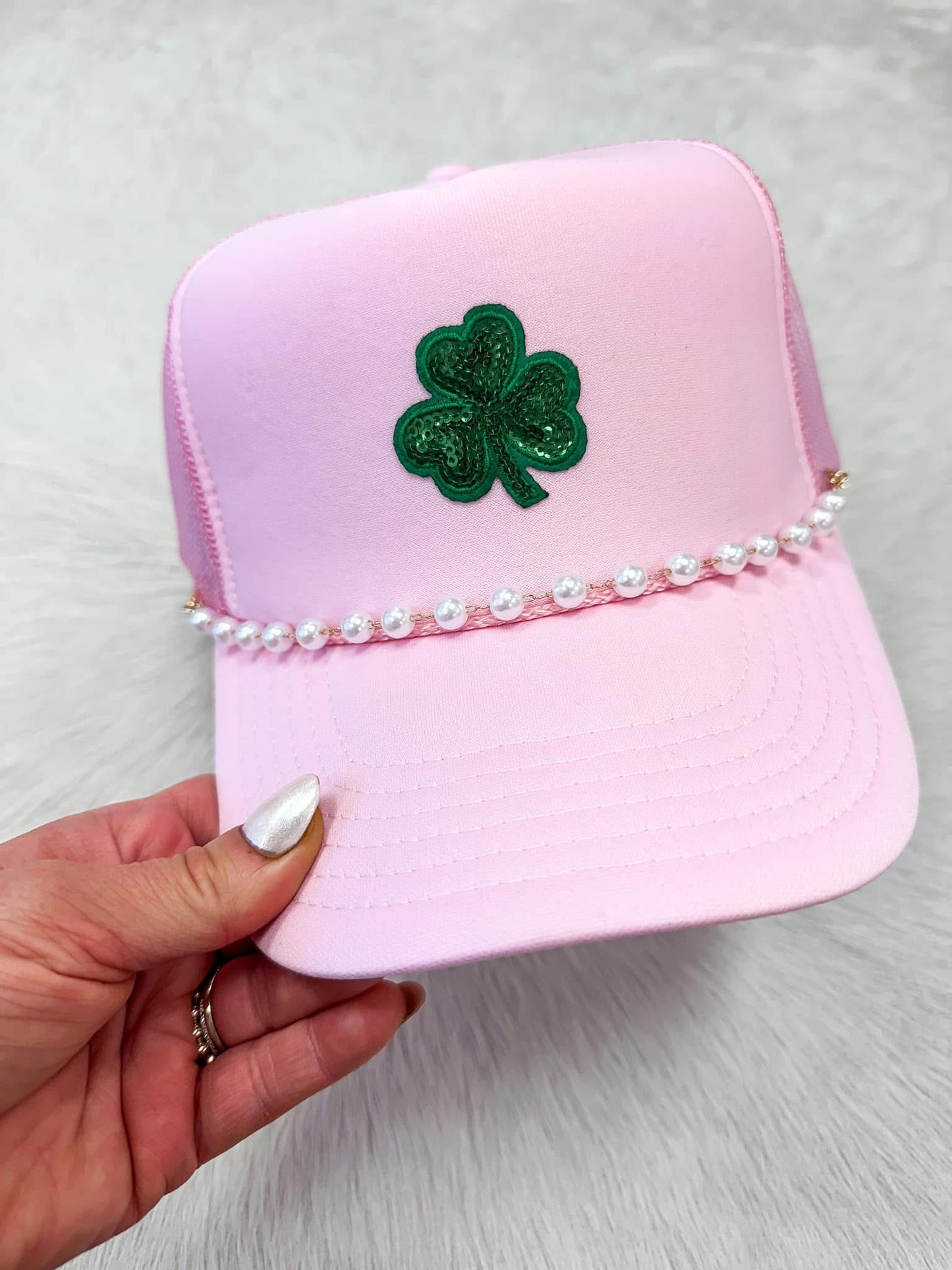 Pink Clover Hat w/ Chain