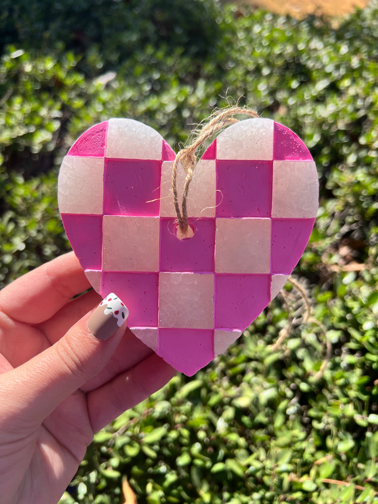 Checkered Heart Car Freshie