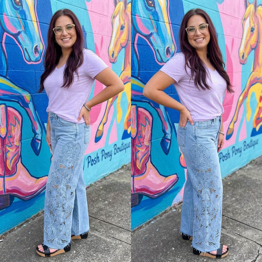 Floral Charm Wide Leg Jean