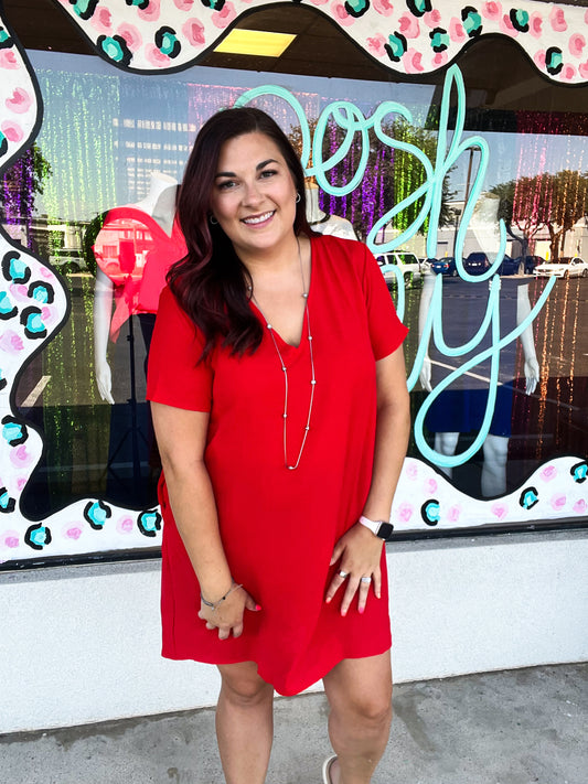 Everyday Shift Dress - Red