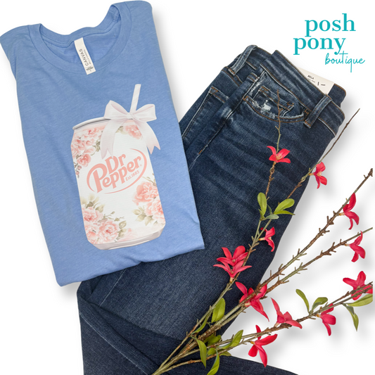 Pink Floral Dr. Pepper Tee