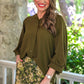 Sloane Button Up Top- Olive