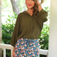 Sloane Button Up Top- Olive