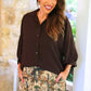 Sloane Button Up Top- Chocolate