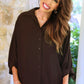 Sloane Button Up Top- Chocolate