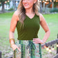 Haven V-Neck Bodysuit- Olive