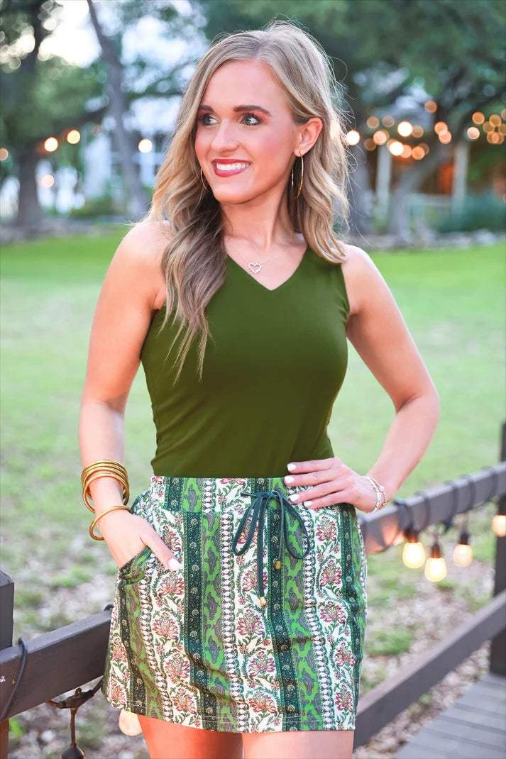 Haven V-Neck Bodysuit- Olive