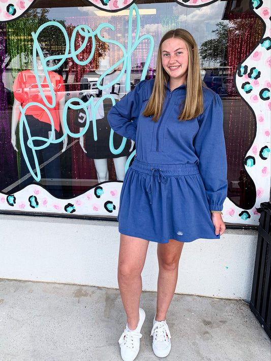 Jet Setter Hoodie Skort Dress- Marine
