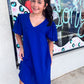 Puff Sleeve Mini Dress- Royal
