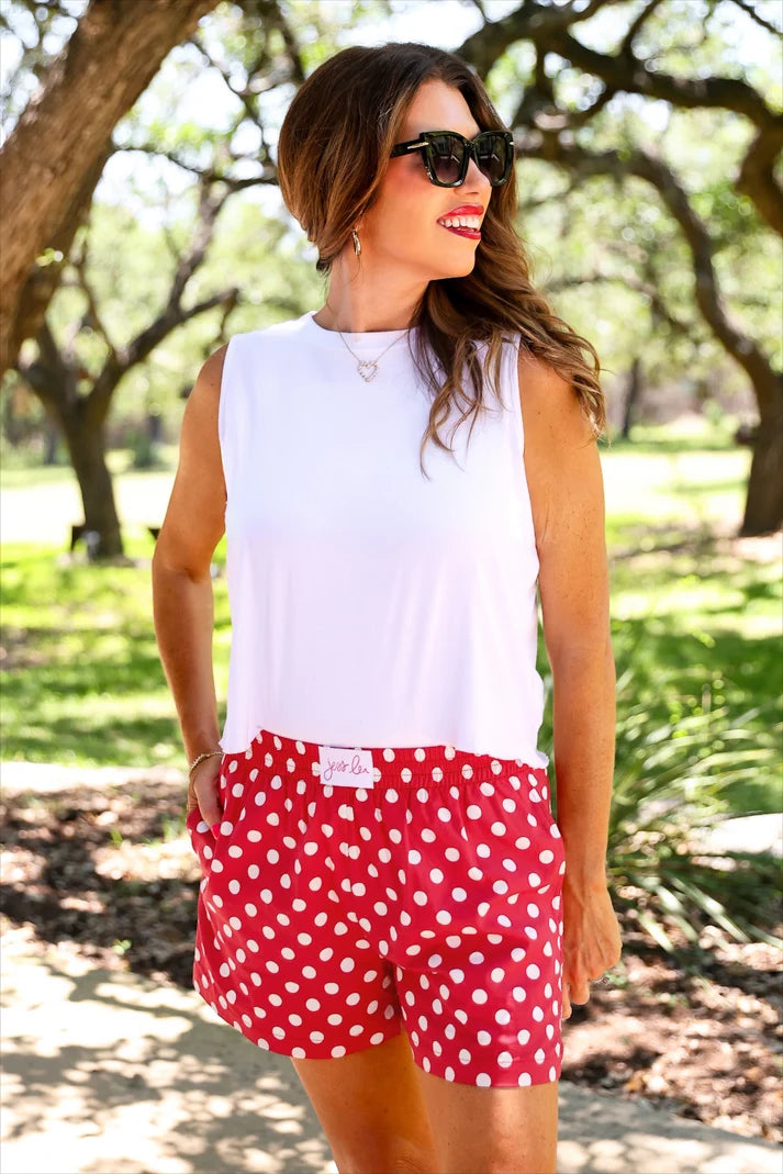Easy Win Polka Dot Boxer Shorts- Red