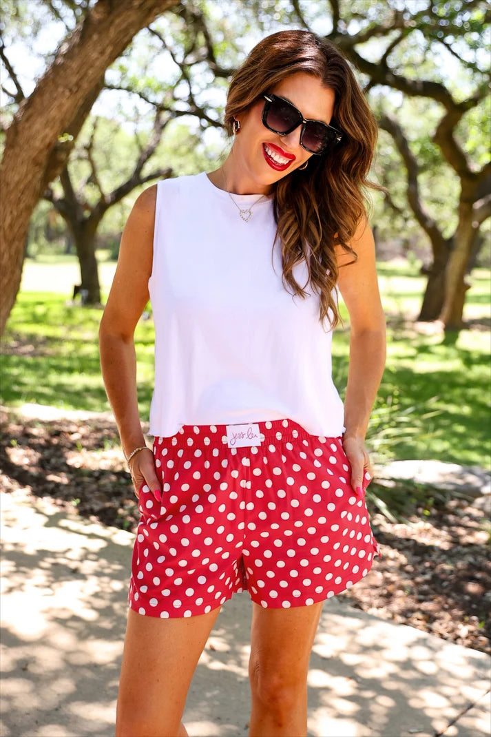 Easy Win Polka Dot Boxer Shorts- Red