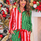 Christmas Stripes Ruffle Pajama Set