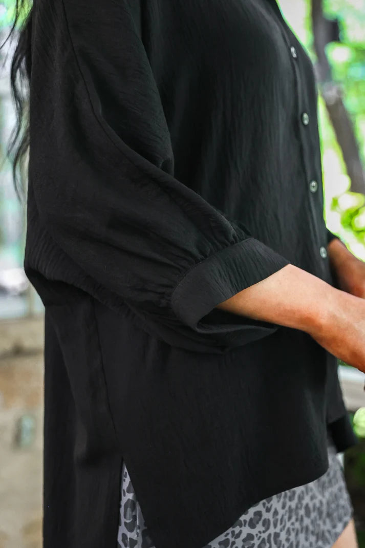 Sloane Button Up Top- Black
