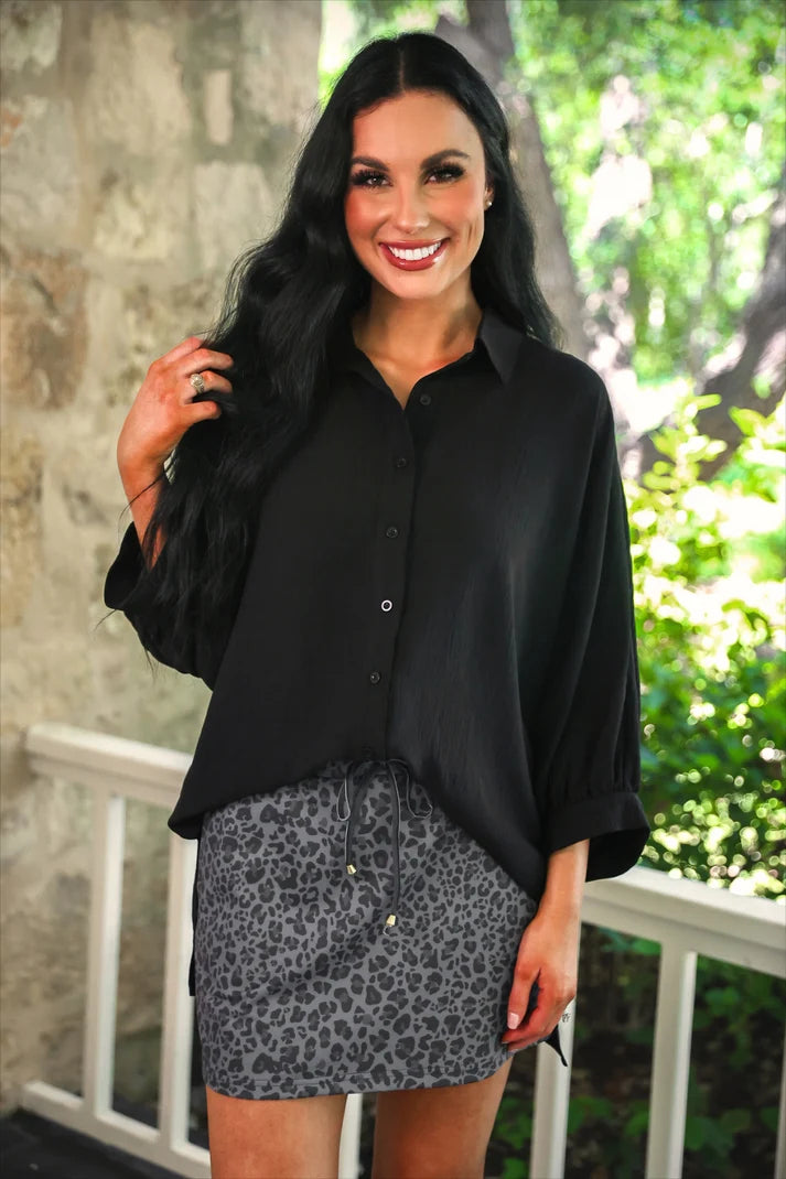 Sloane Button Up Top- Black