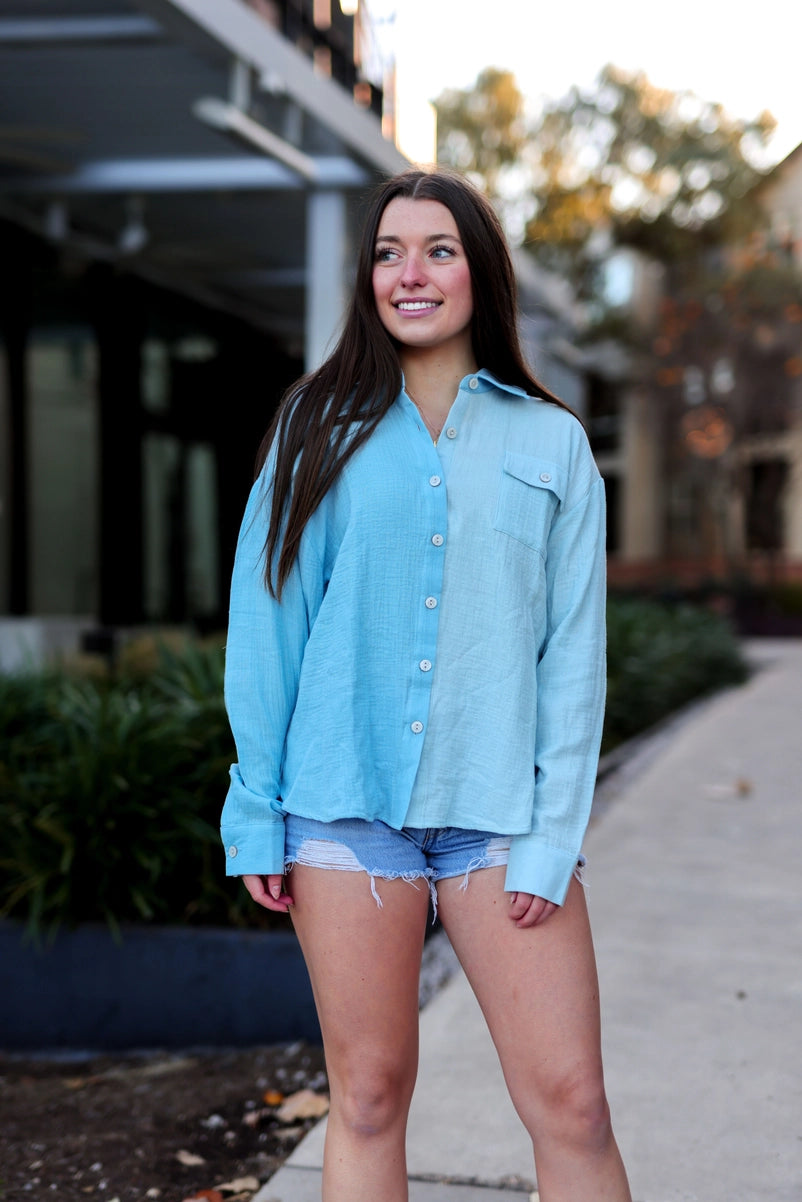 Everyday Gauze Top - Seaside Combo