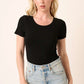 Round Neck Tee Bodysuit- Black