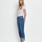 High Rise Cuffed Straight Jeans