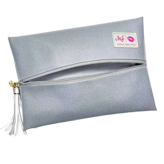 Makeup Junkie Bag- Glitter Silver