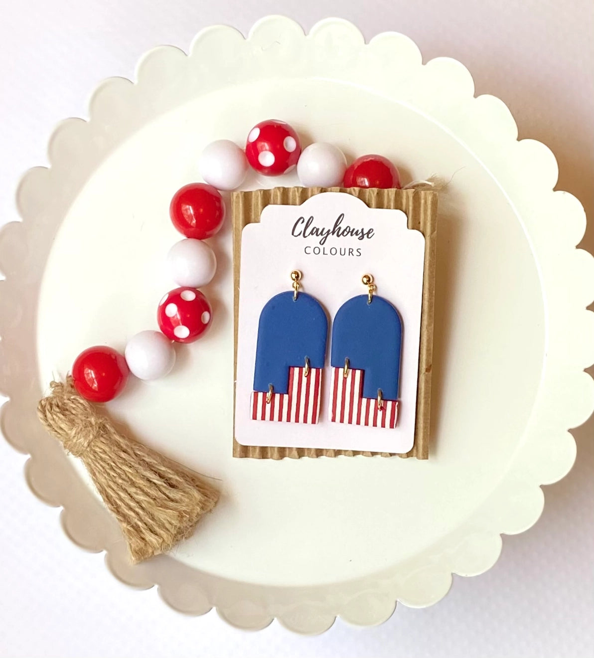 Red, White & Blue Clay Earrings