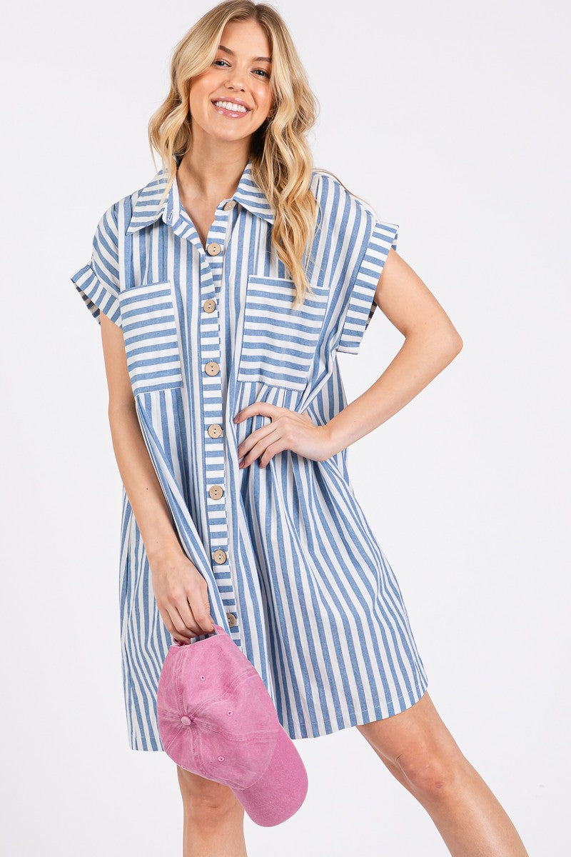 Button Down Striped Dress