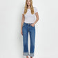 High Rise Cuffed Straight Jeans