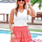 Sunny Strolls Shorts- Red Gingham