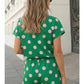 Polka Dot V-neck Shorts Set