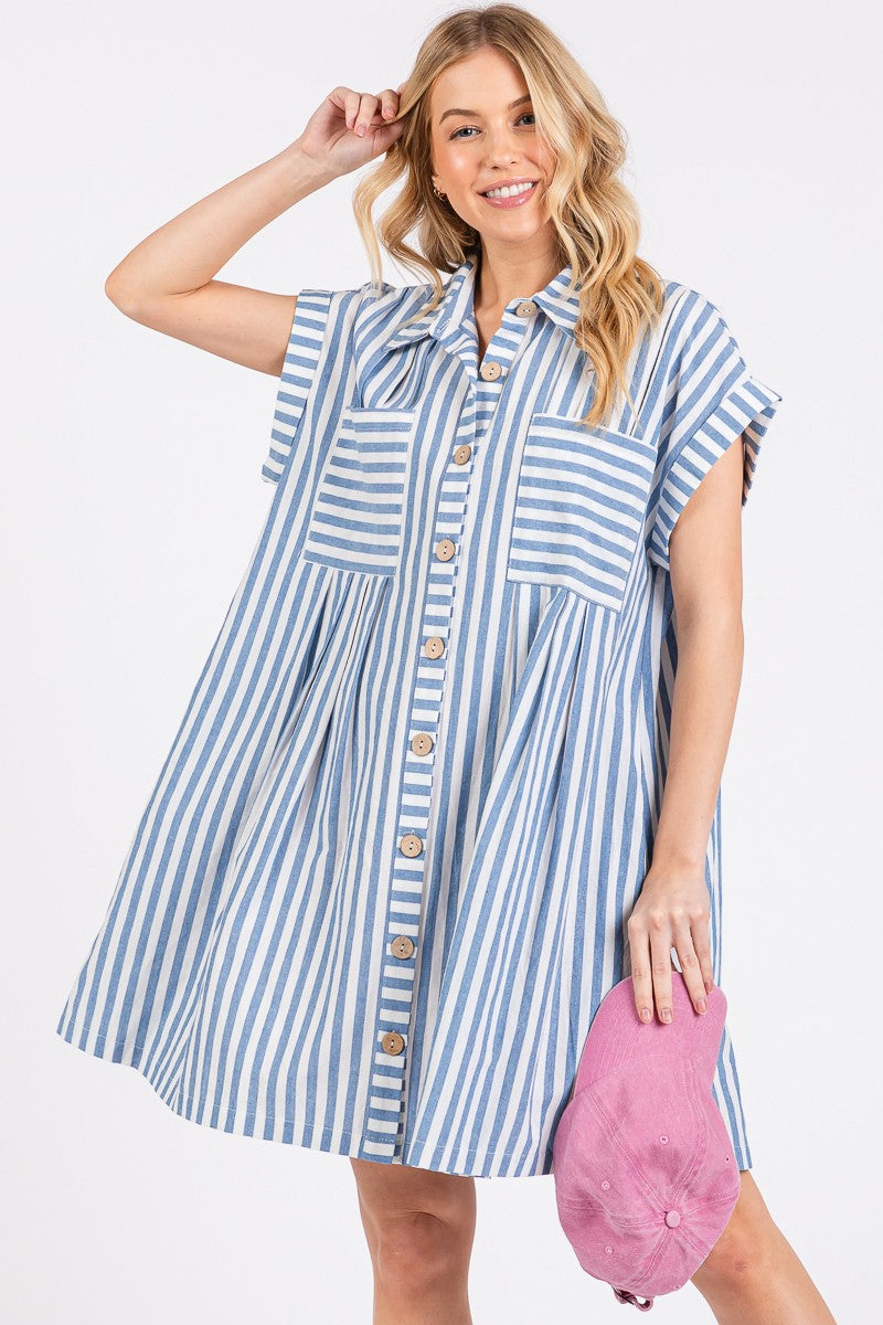 Button Down Striped Dress