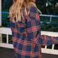 Lola Flannel Tunic Top - Navy