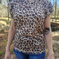Leopard Print Ruffled Sleeve Blouse