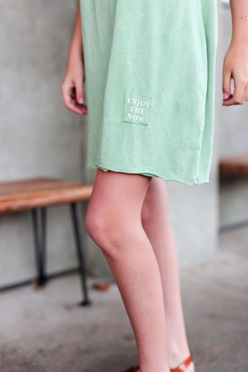 Mineral Wash Dress - Enjoy the Now (Matcha)
