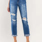 High Rise Distressed Cuffed Boyfriend Jeans