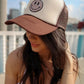 Brown Checkered Embroidered Foam Trucker Hat