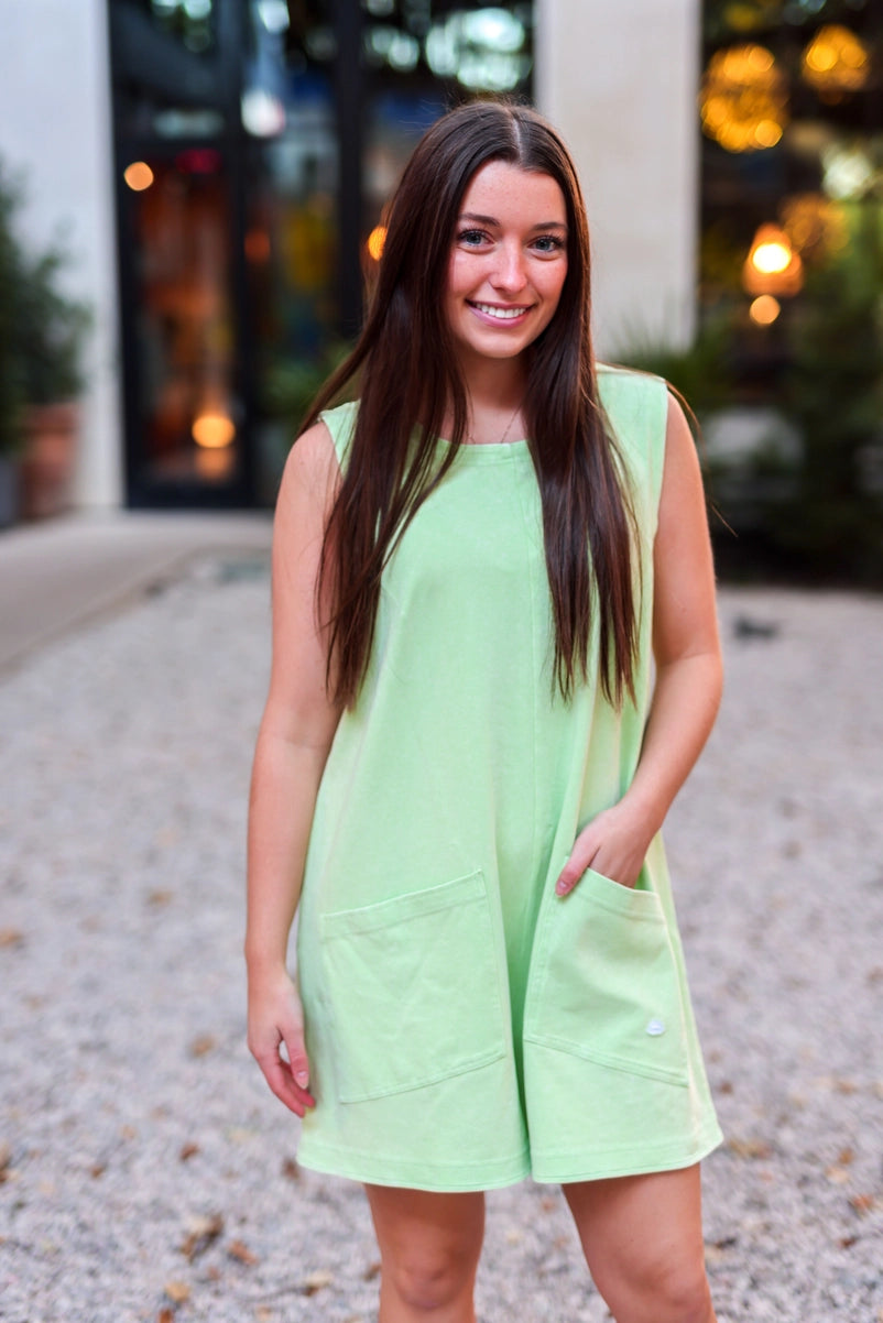 Effortless Mineral Wash Romper - Lime