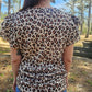 Leopard Print Ruffled Sleeve Blouse