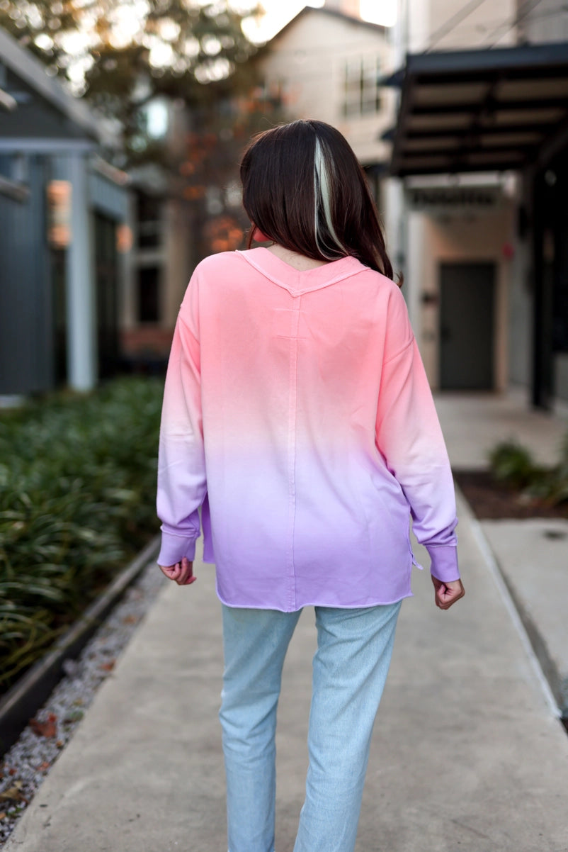 Terry V-Neck Pullover- Sunrise