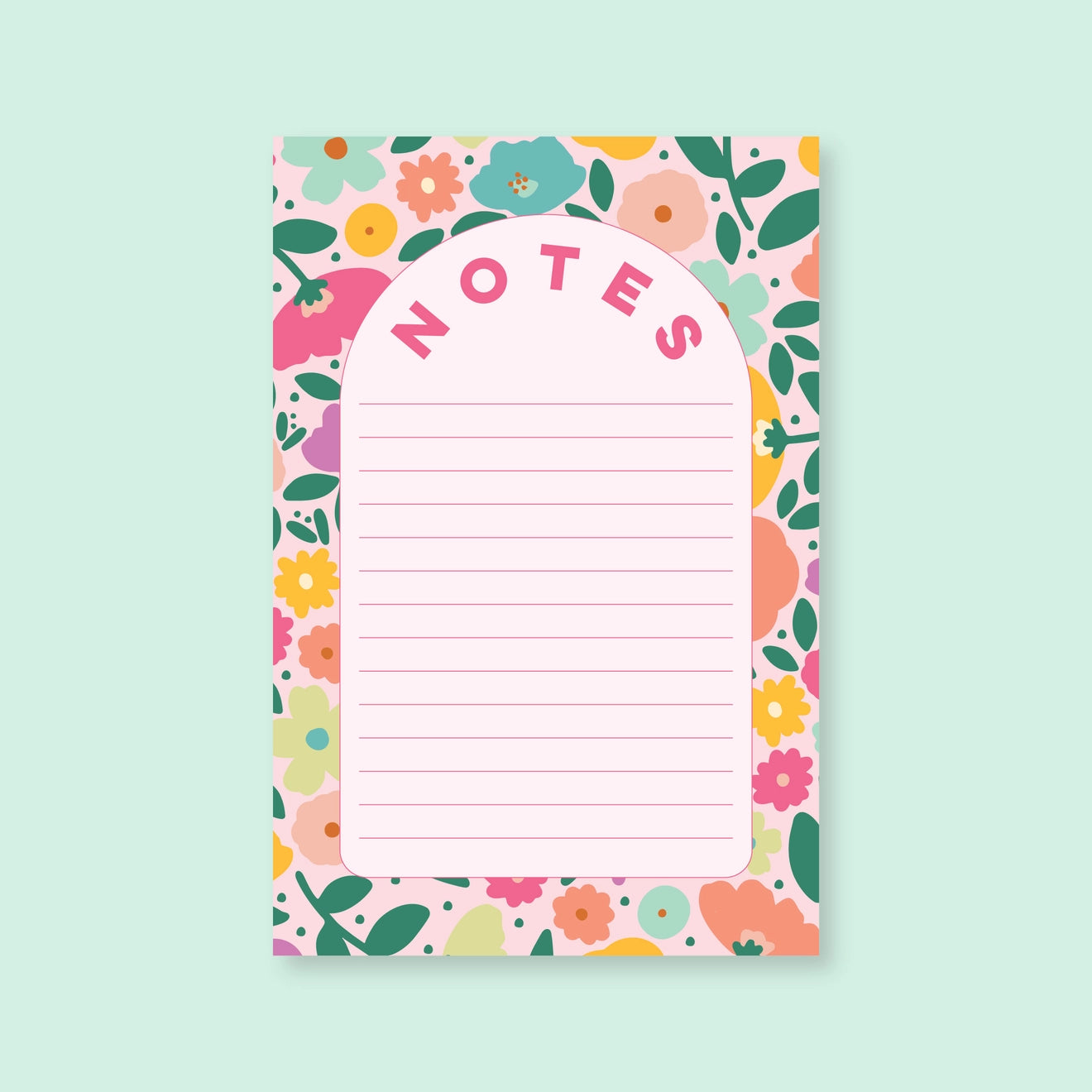 4X5 in Notepad - Blush Rainbow Meadows