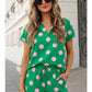 Polka Dot V-neck Shorts Set