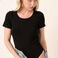 Round Neck Tee Bodysuit- Black