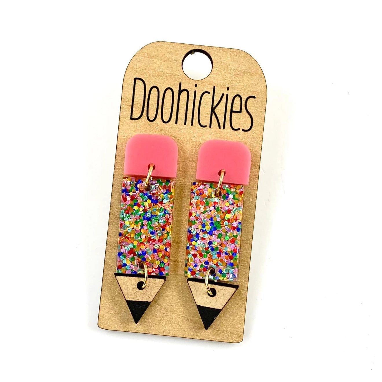 2" Lil' Pencil Acrylic Dangles - Teacher Earrings