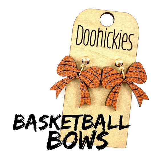 1.5" Basketball Bow Dangle Earrings - Sports Earrings