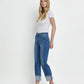 High Rise Cuffed Straight Jeans